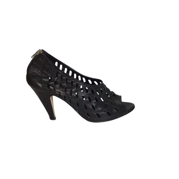 Loeffler Randall Women Peep Toe Heels Sz 11B Black EUC Flaw Edgy Sexy Formal - Picture 1 of 8